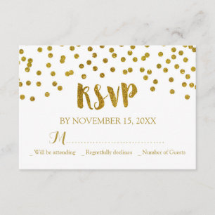 Confetes Dourados que Wedding cartões de RSVP