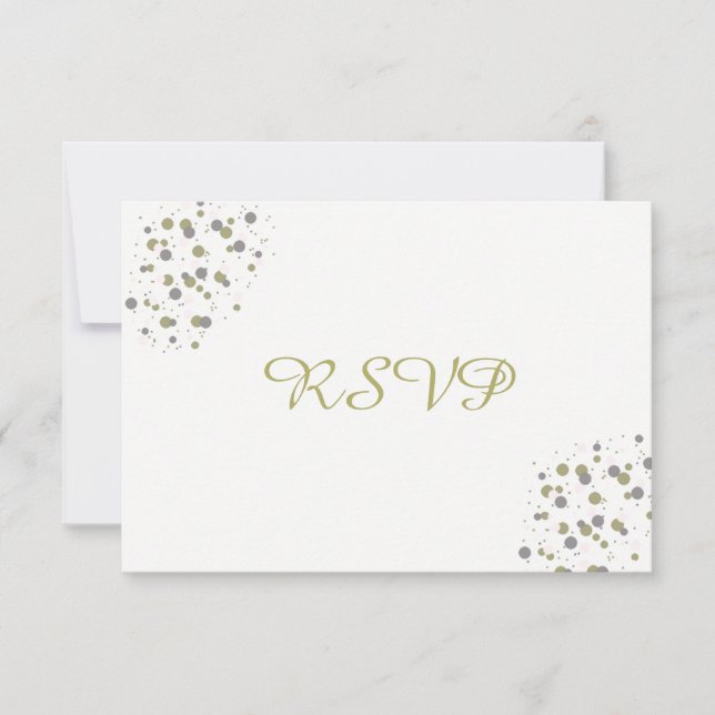 Confetes em Pontos Beige Dourado RSVP (Frente)
