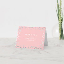 Confetes Prateados e Rosa Elegante Agradecimento d
