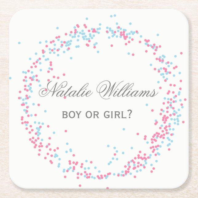 Confetes Rosa e Azul - Porta-copos Personalizado (Frente)