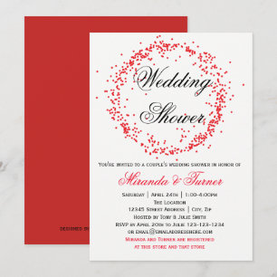 Confetes vermelhos - convite do chá de casamento