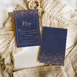 Confeti de ouro rosa tipografia azul-marinho rsvp