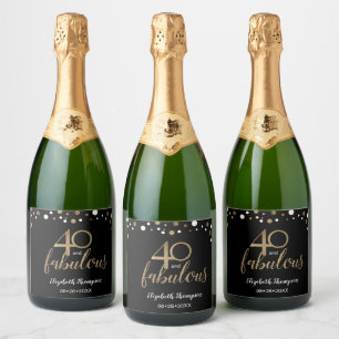 Confetti 40 preto Dourado e Vinho Espumante Fabulo