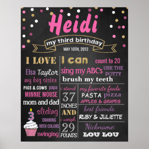 Confetti aniversário de 3 anos - Sinal poster de q