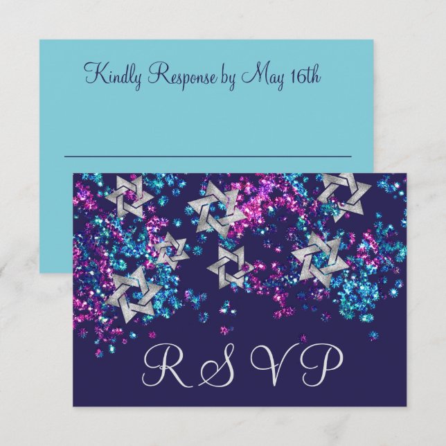 Confetti Colorida RSVP Silver Star Glittery (Frente/Verso)
