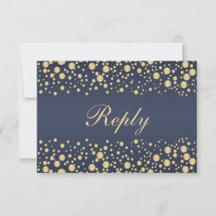 confetti de efeito de ouro no Convite RSVP Azul