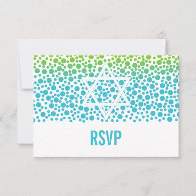 Confetti Dots Teal Verde limão Bat Mitzvah RSVP (Frente)