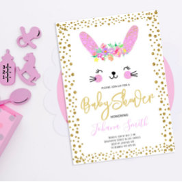 Confetti Dourado, cor-de-rosa-coelho, Convite para