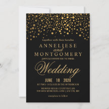 Confetti Dourado e Convite para Casamento Negro