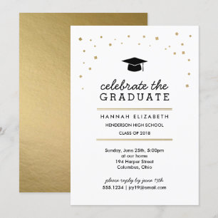 Confetti Dourado e Convite para Graduação Modern