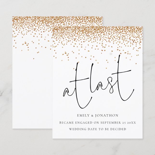 Confetti Dourado no orçamento no último Noivado (Frente/Verso)