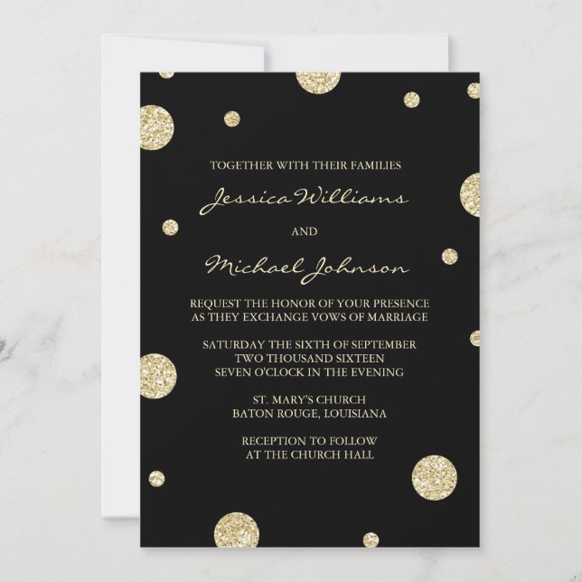 Confetti Glitter Dourado do rico | Convites de Cas (Frente)