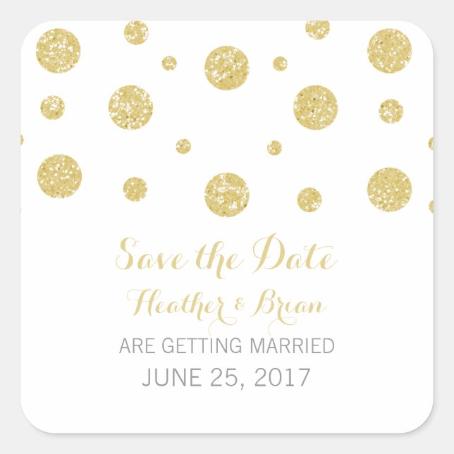 Confetti Glitter Dourado Guarde os adesivos Date (Frente)