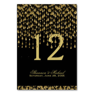 Confetti Preto e Dourado   Cartão de mesa