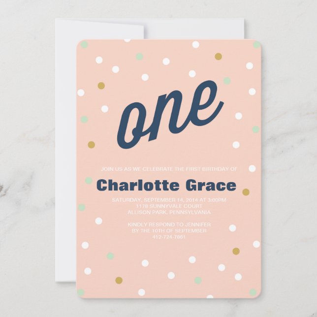 Confetti Primeiro Convite de Aniversário (Frente)