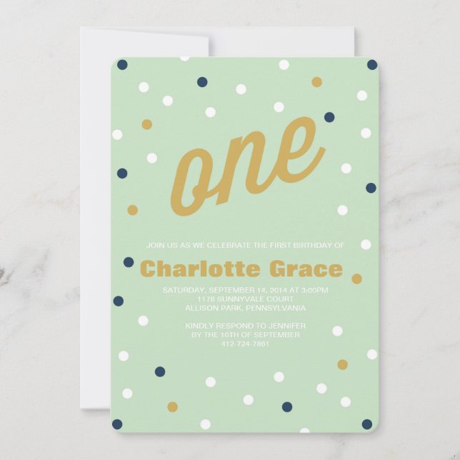 Confetti Primeiro Convite de Aniversário (Frente)