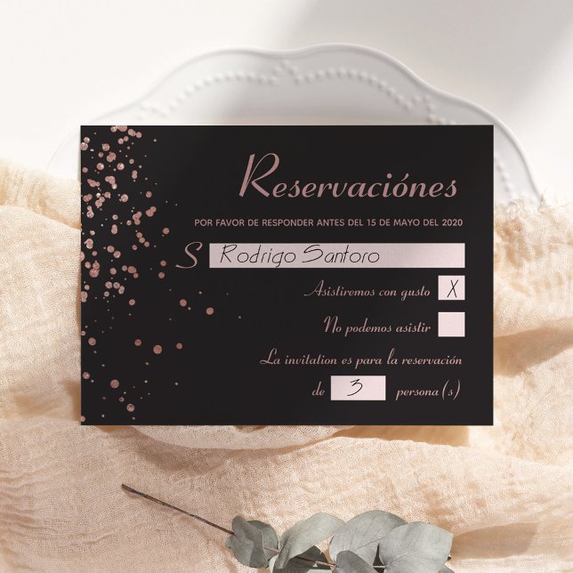 Confetti Quinceanera - Cartão das Reservas Espanho (Criador carregado)