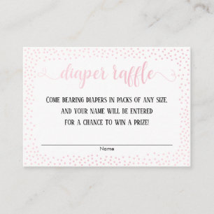 Confetti rosa, Script em Cartões Raffle de Fralda 