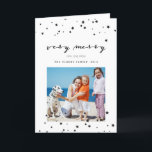 Confetti Stars | Placa de Cartões de natal de Foto<br><div class="desc">Confetti Stars Cartões de Cartões de natal de Fotografias. Elke Clarke © Outros estilos e cores disponíveis no nosso compro em www.zazzle.com/epclarke. Cartão com fotos moderno,  contemporâneo,  preto e branco de feriado com o padrão das estrelas confetti,  e as palavras "muito feliz" em uma letra de escrita manual.</div>