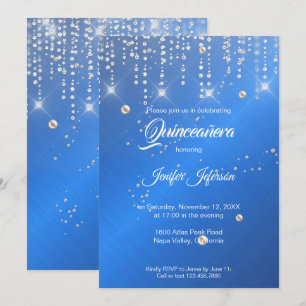 Confiador de prata da Glitter Quinceanera Convite