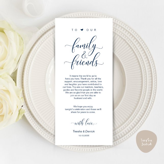 Configuração de Casamento Obrigado Cartão Clássico (Modern Classy Wedding Dinner Place Setting Thank You Card, in Navy Blue)