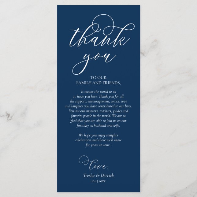 Configuração de Local de janto Obrigado, Cartão Az (Frente)