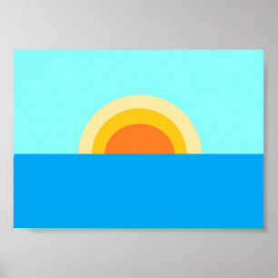 Configuração do Sol de Verão na Poster do Mar