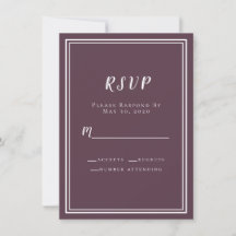 Confirmação de Casamento Cassis Roxo Simples Chic 