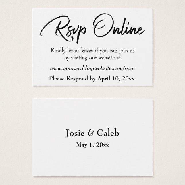 Confirmação de Casamento Online Inserir Black Scri (Frente & Verso)
