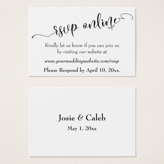 Confirmação de Casamento Online Inserir Black Scri (Frente & Verso)