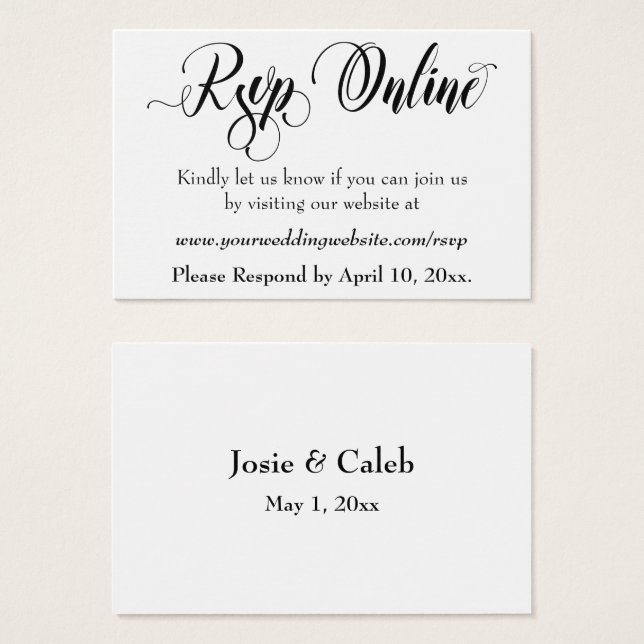 Confirmação de Casamento Online Inserir Black Scri (Frente & Verso)