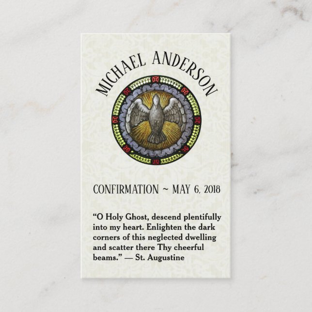 Confirmação de Sacramento Vidro Sagrado Cartões (Frente)