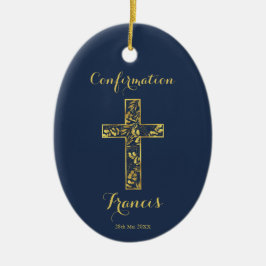 Confirmação do ornamento em cerâmica de ouro azul