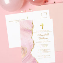 Confirmação Elegante Convite Dourado Rosa Cruzado