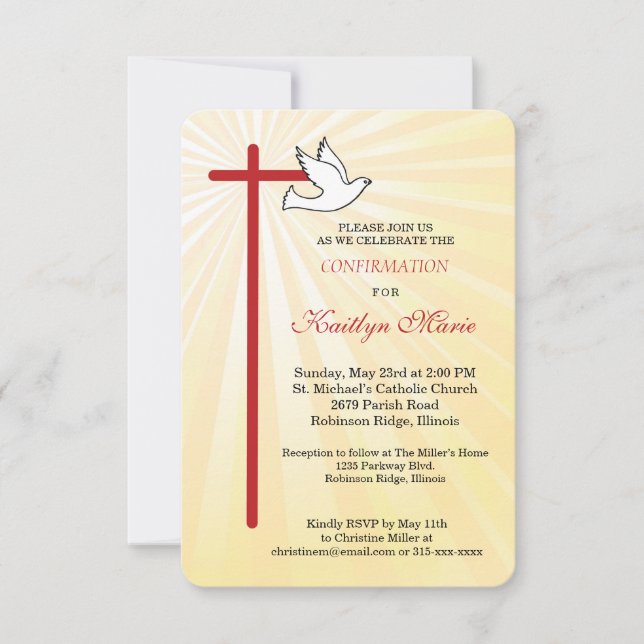 Confirmação para Raios de Ouro Cruzada de Dove Fem (Frente)