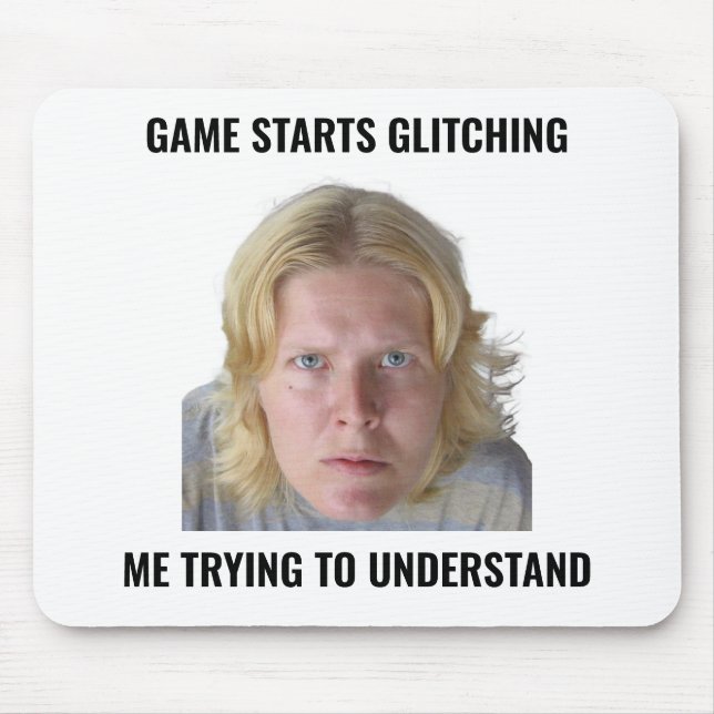 Confused Gamer Glitch Meme Mouse Pad (Frente)