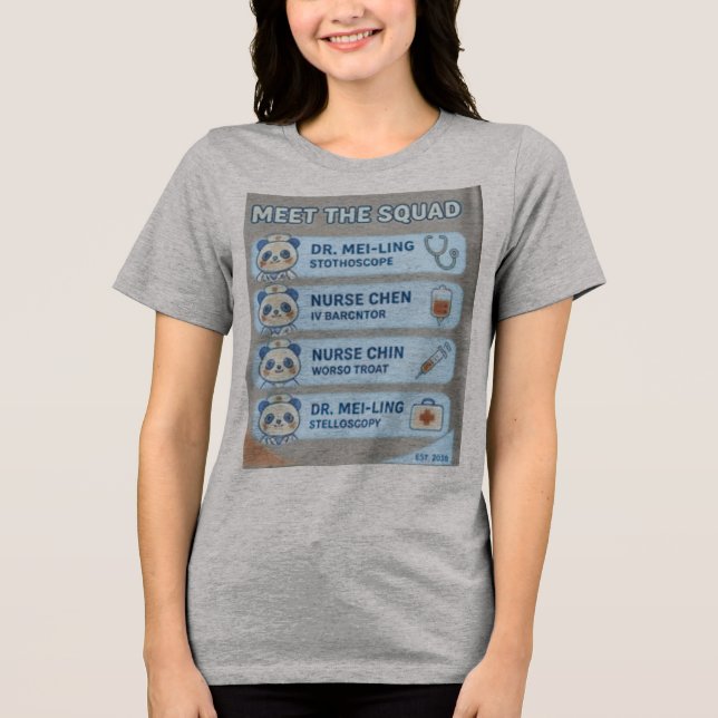 Conheça a Equipe Pandanurse Camiseta Divertida par (Frente)