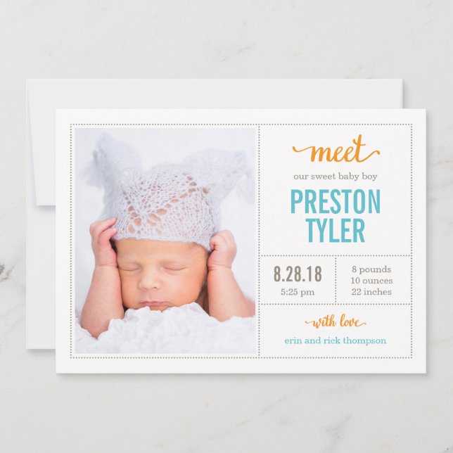 CONHEÇA-O Anúncios de Nascimento Modernos (Frente)