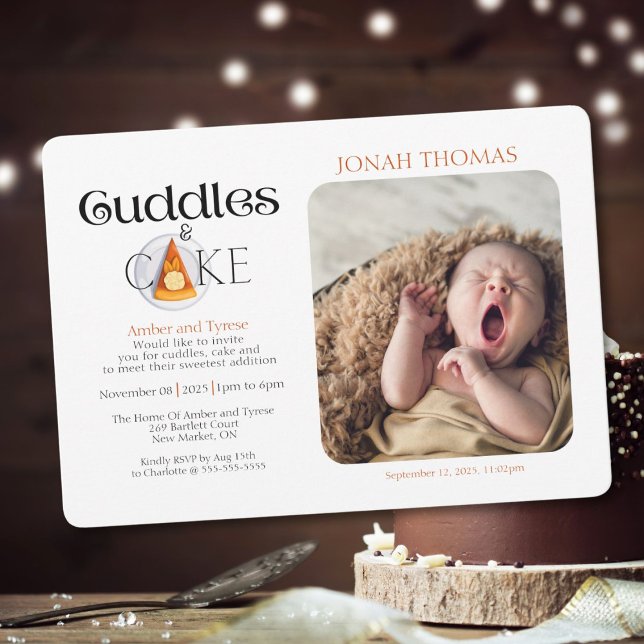 Conheça o Bebê: Convite para Doçuras e Bolo (Cuddles and cake invitation to meet baby and share sweetness!)