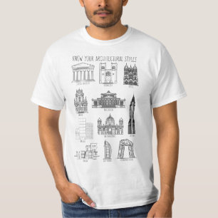 Conheça Seu Estilos Arquitetônicos Edifica T-Shirt