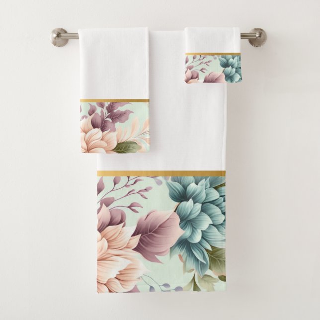 CONJUNTO bonito DE TOWEL FLORAL DO BANHEIRO PRIMAV (Insitu)