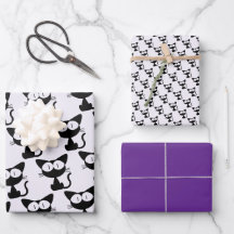 Conjunto Caprichoso de Padrão de Gato Preto Fofo