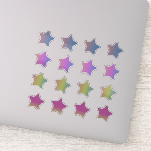 Conjunto Colorido de Estrelas em Gradiente Adesivo (Detalhe)