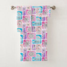 Conjunto Colorido de Toalhas de Banho