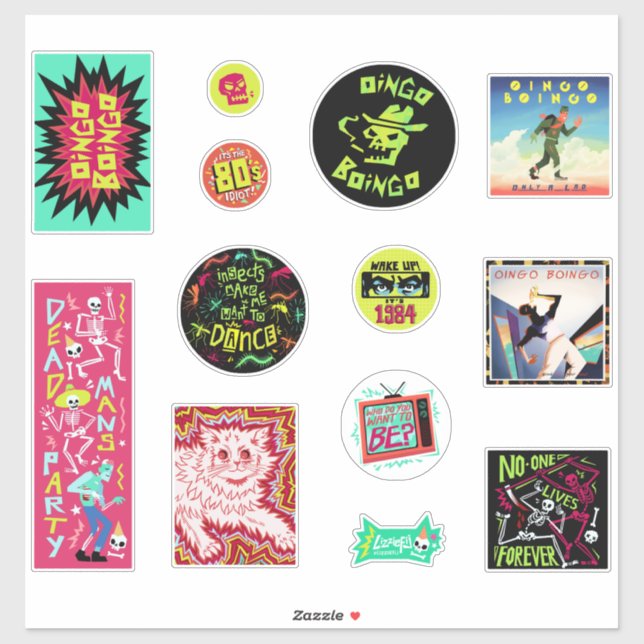 Conjunto de 12 adesivos Oingo Boingo (Folha)