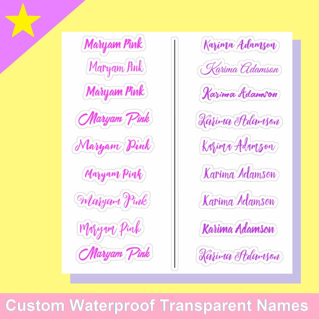 (Conjunto de 18 adesivos femininos) Adesivos Simpl (Transparent name labels for girls)