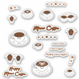 Conjunto de 19 adesivos de vinil de café Kawaii Me