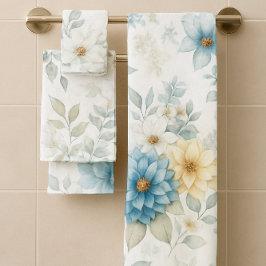 Conjunto de 3 Toalhas de Banheiro Macias Florais A