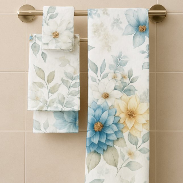 Conjunto de 3 Toalhas de Banheiro Macias Florais A (Criador carregado)