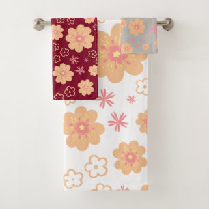 Conjunto de 3 Toalhas de Banho da Flor Retroativa